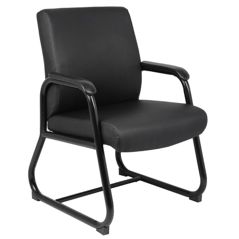 Guest Armchair, Black Antimicrobial Vinyl, Sled Base Frame