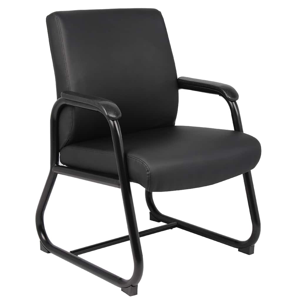Guest Armchair, Black Antimicrobial Vinyl, Sled Base Frame