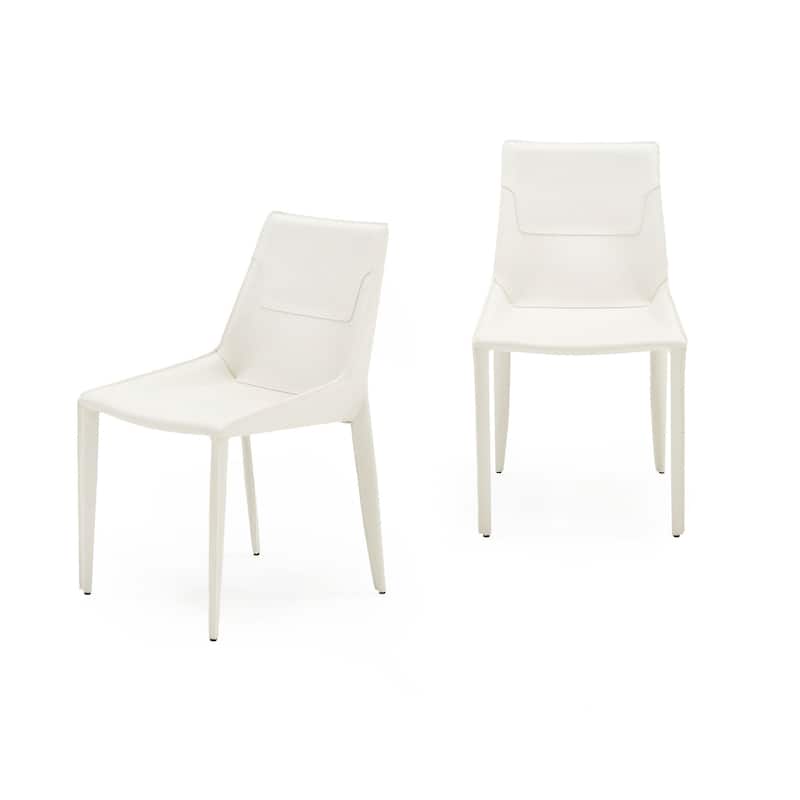 Modrest Halo Modern Ivory Saddle Leather Dining Chair (Set of 2)