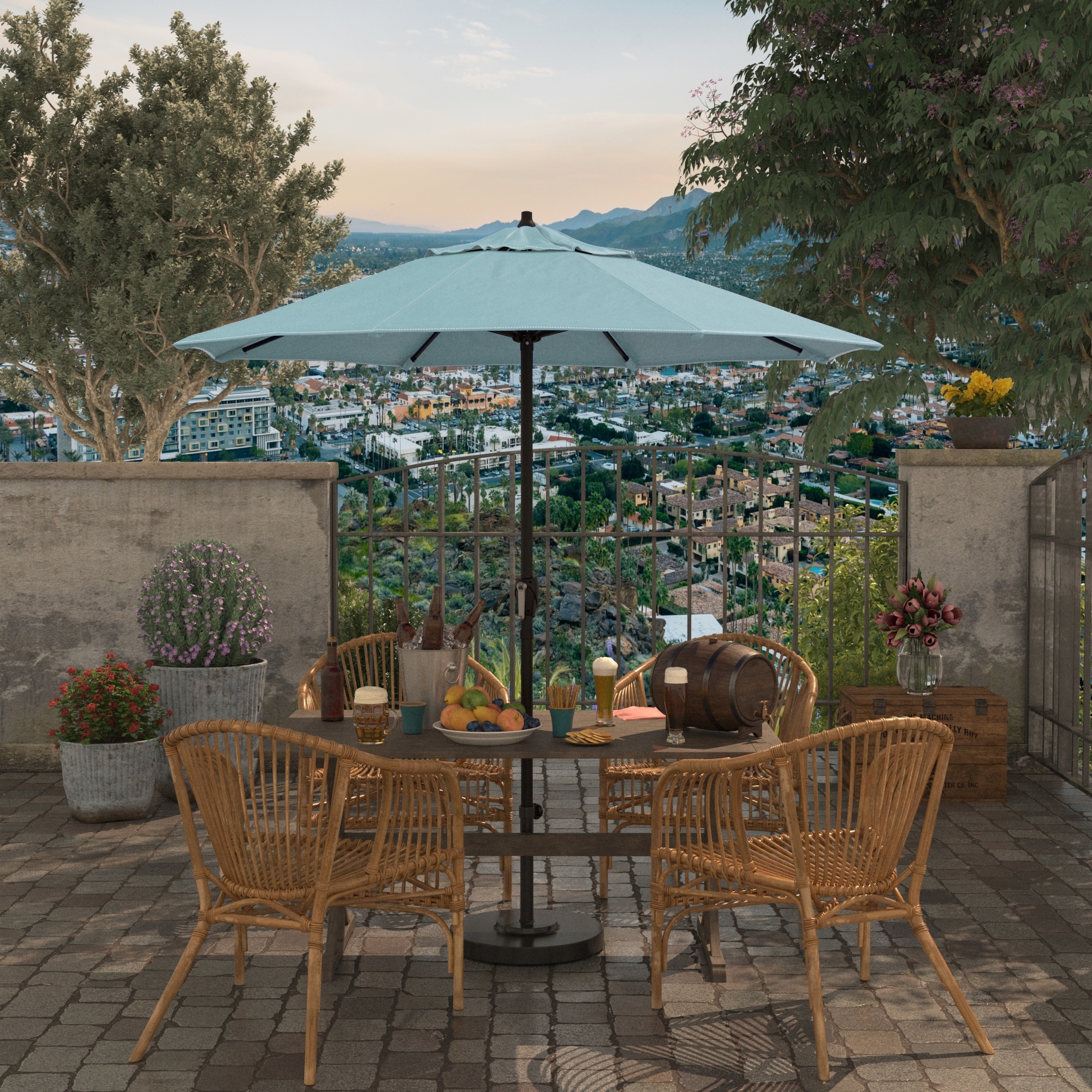 foldable patio table set with umbrella NFL Picnic - Buffalo Bills or in your garden Colour:Passage Blue Designer hard hats Abba Patio 10-ft Steel