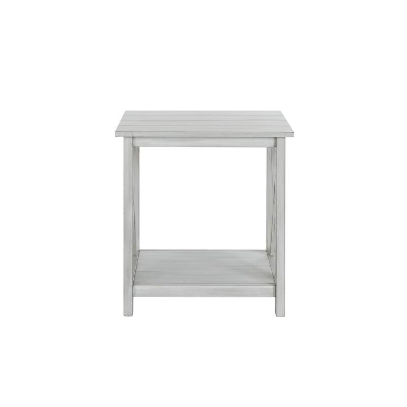 22 in. White Square Wood End Table, Sturdy Build End Side Table for Living Rooms