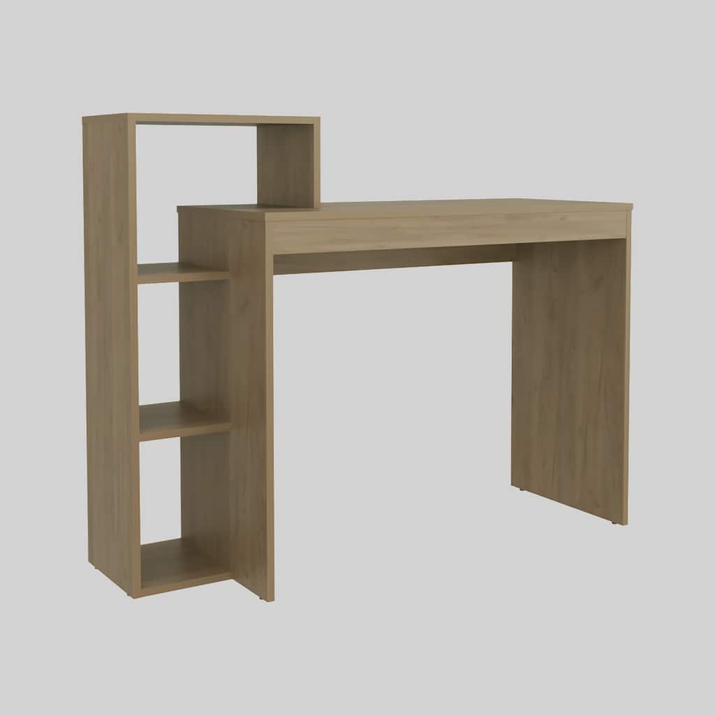 Small Space Computer Desk with Storage Shelves, 43-Inch Freestanding Writing Table