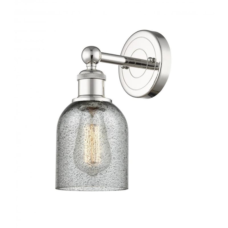 Innovations Lighting 616-1W-12-5 Caledonia Sconce Caledonia 12" Tall - Polished Nickel / Charcoal