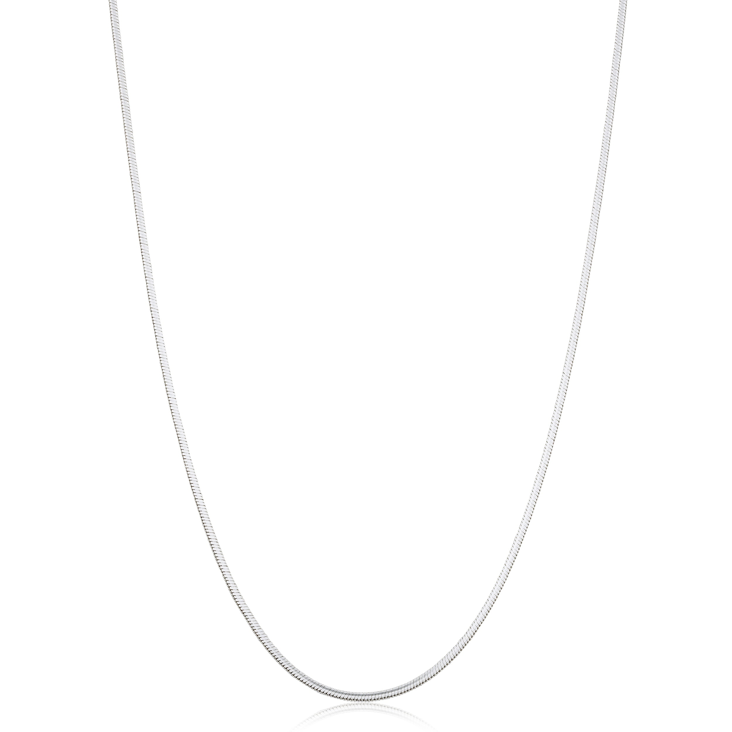 Au Naturale Sterling Silver 1.3 millimeter Square Snake Chain Necklace for Women - Made in Italy