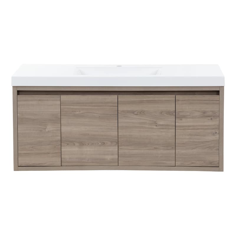 Kelby 48.5" Floating Bathroom Vanity With Cabinet, 2 Drawers, and White Sink Top