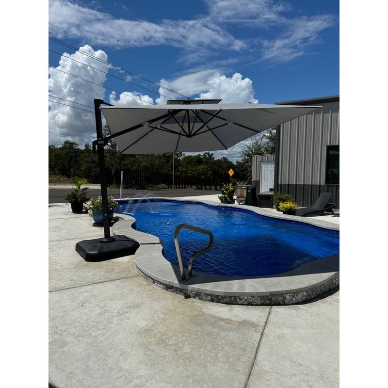 PURPLE LEAF Luxurious Design Square Patio Cantilever Umbrellas with Base UV50+ Fade Resistant