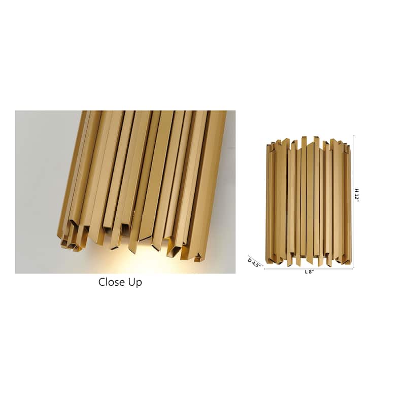 2 Light Gold Stainless Steel Rod Wall Sconce