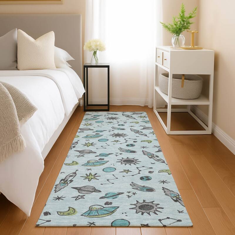 Machine Washable Indoor/ Outdoor Spaceship Chantille Rug