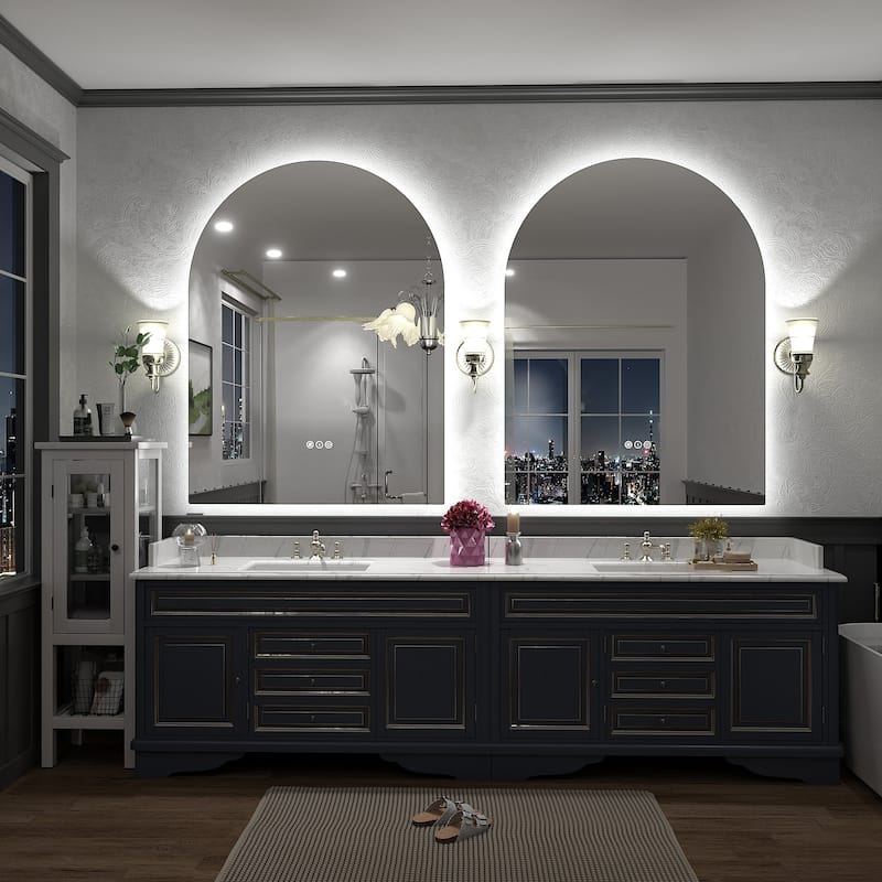 UL Certified Arched LED Anti-fog Tempered Glass Wall Bathroom Vanity Mirror