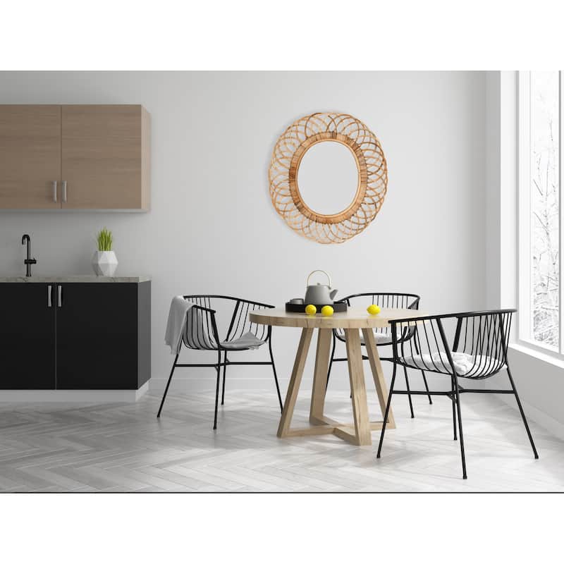 Oval Woven Bamboo Wall Mirror - Natural