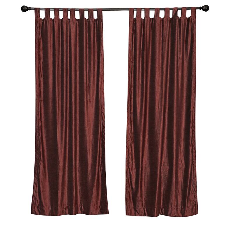 Luxury Wine Velvet Tab Top Curtain Panels Drapes with matching tieback - 43" W X 84" L (Unlined) - 84 Inches