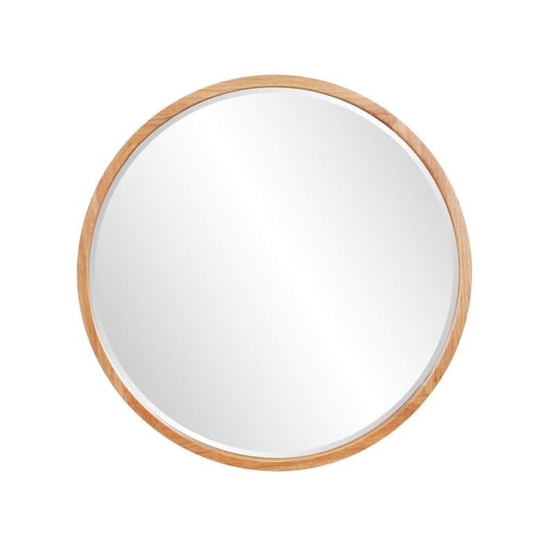 Allan Andrews Light Oak Wood Framed Beveled Wall Mirror