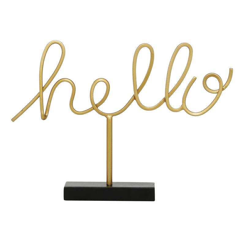 The Novogratz Gold Metal Hello Home Decorative Sign