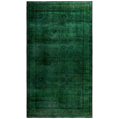 Overdyed One-of-a-Kind Hand-Knotted Area Rug - Green - 8' 2" x 14' 6"