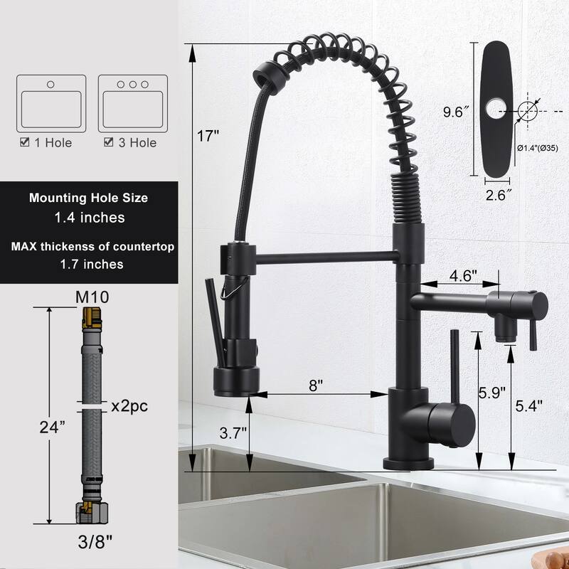 WOWOW Single Handle Pull Down Sprayer Kitchen Faucet with Advanced Spray