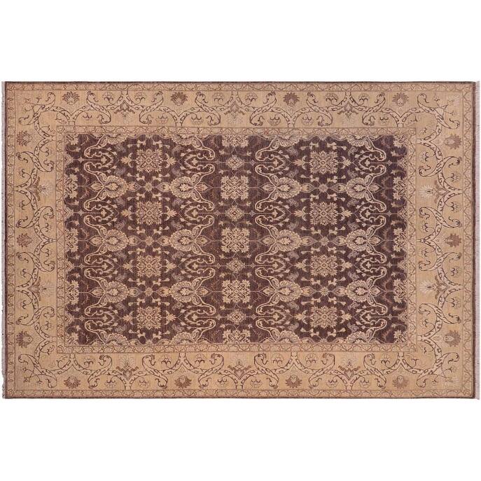 Boho Chic Ziegler Kolby Charcoal Beige Hand-Knotted Wool Rug - 7'10'' x 9'8''