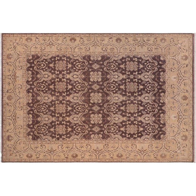Boho Chic Ziegler Kolby Charcoal Beige Hand-Knotted Wool Rug - 7'10'' x 9'8''