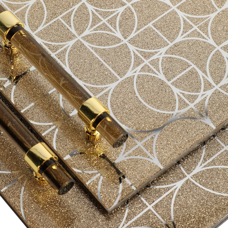 Decorative Pattern Glass Tray with Handles - Chic Home Decor - Accent Tray