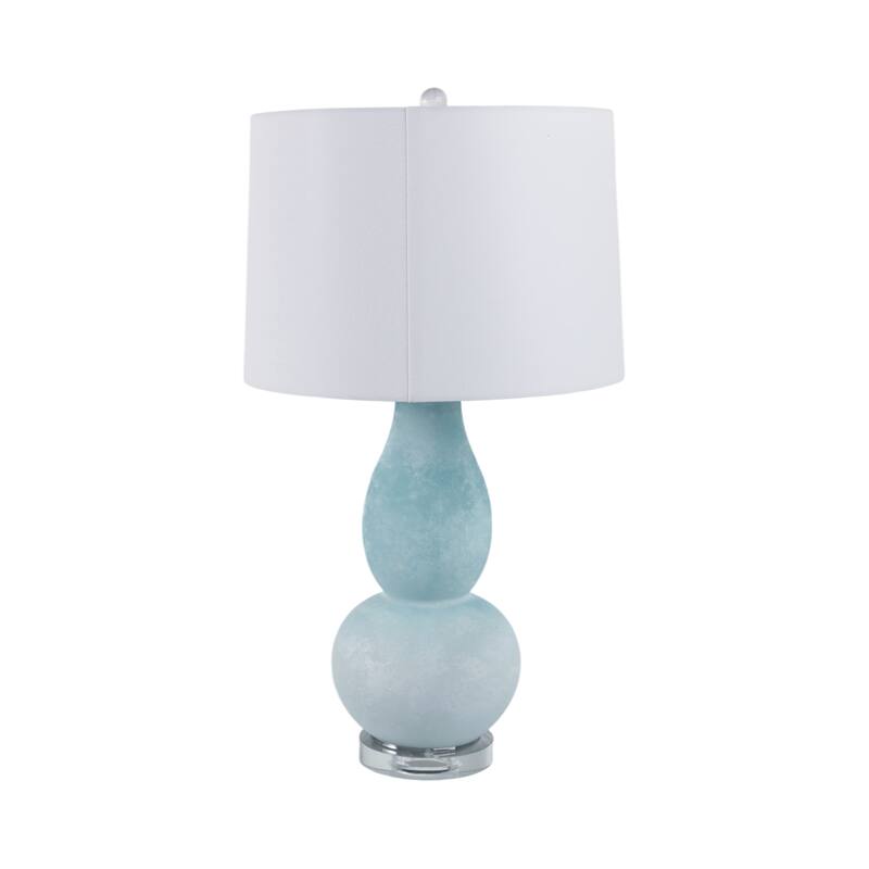 Glass Table Lamp with Crystal Base Ideal for Home Office - 29" Blue - 16" x 16" x 29"
