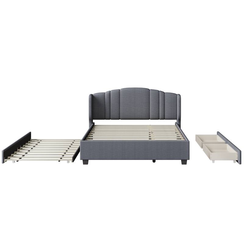 Platform Bed with One Twin Trundle and 2 Drawers
