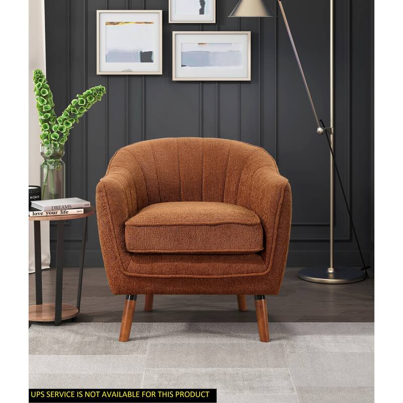 Rust Textured Fabric Upholstered Mid-Century Modern Accent Chair - Rust