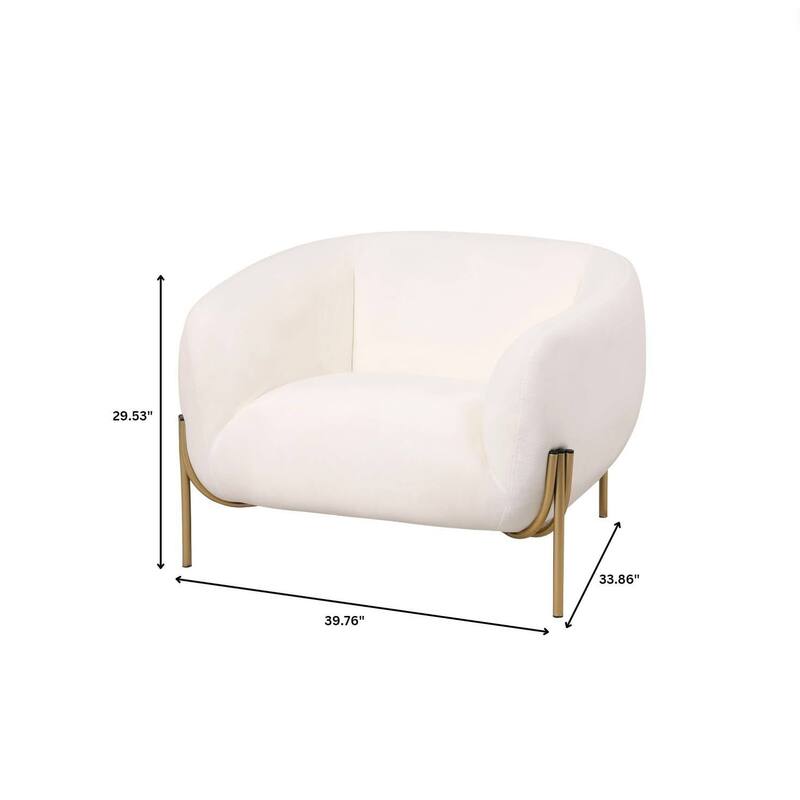 Zuno Mid Century Modern Upholstered Accent Armchair with Gold Metal Base, Plush Foam Cushioning, and Easy Assembly Design
