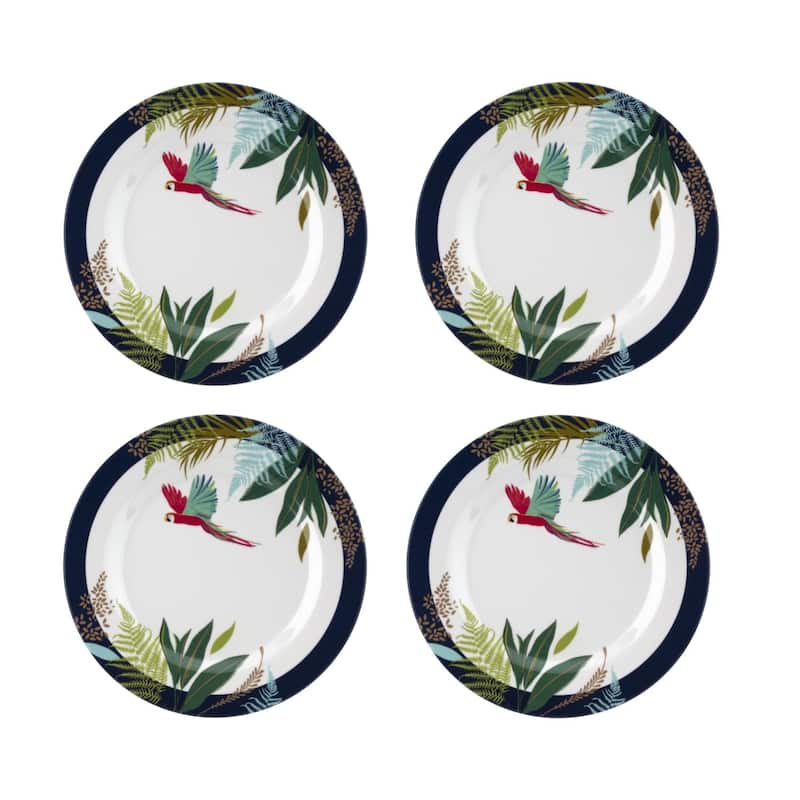 Portmeirion Set of 4 Sara Miller London Parrot Melamine Plates - 8" D