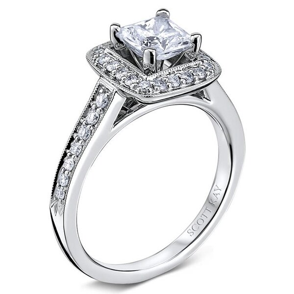 14kt White Gold Ladies Halo Semi Mount with 0.33CT ... (600 x 600 Pixel)