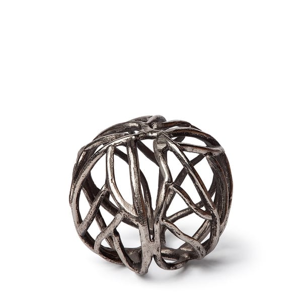 slide 2 of 19, Sphaira I Small Silver Cast Aluminum Decorative Tree Branch Orb Small - Silver
