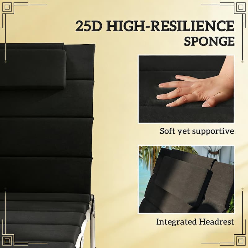 GDFStudio - Sage Outdoor Foldable Lounge Chair Cushion Set with High-resilience Foam & 6-Position Ties - 80"L