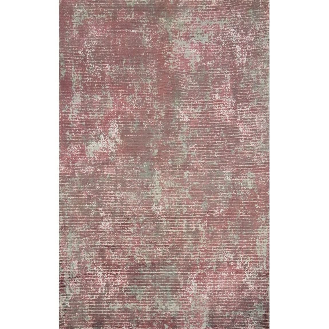 Hand Knotted Oriental Viscose Silk Carpet Modern All-Over Pink Abstract Area Rug - 7' 7'' X 5' 6''