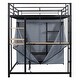 preview thumbnail 16 of 77, Twin/Full Size Loft Bed with Bulit-in Desk and LED Light, Metal Loft Bedframe with Wardrobe, Storage Shelves and Power Outlet