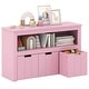 preview thumbnail 3 of 42, Costway Storage Cabinet 3 Drawer Chest w/Wheels Large Storage Cube - See Details Pink