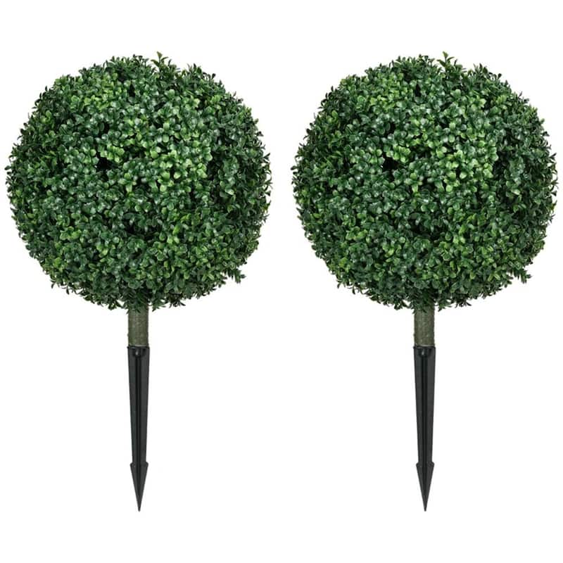 Artificial Boxwood, Set Of 2, sPherical Poplar Trees