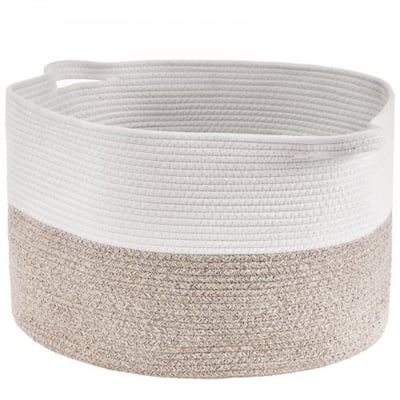 87L Woven Cotton Rope Basket for Blanket Storage with Handles - 22 x 22 x 14 in