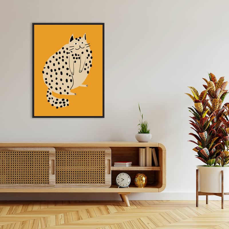 Spotted Cat Delight by Little Dean Framed Canvas Wall Art