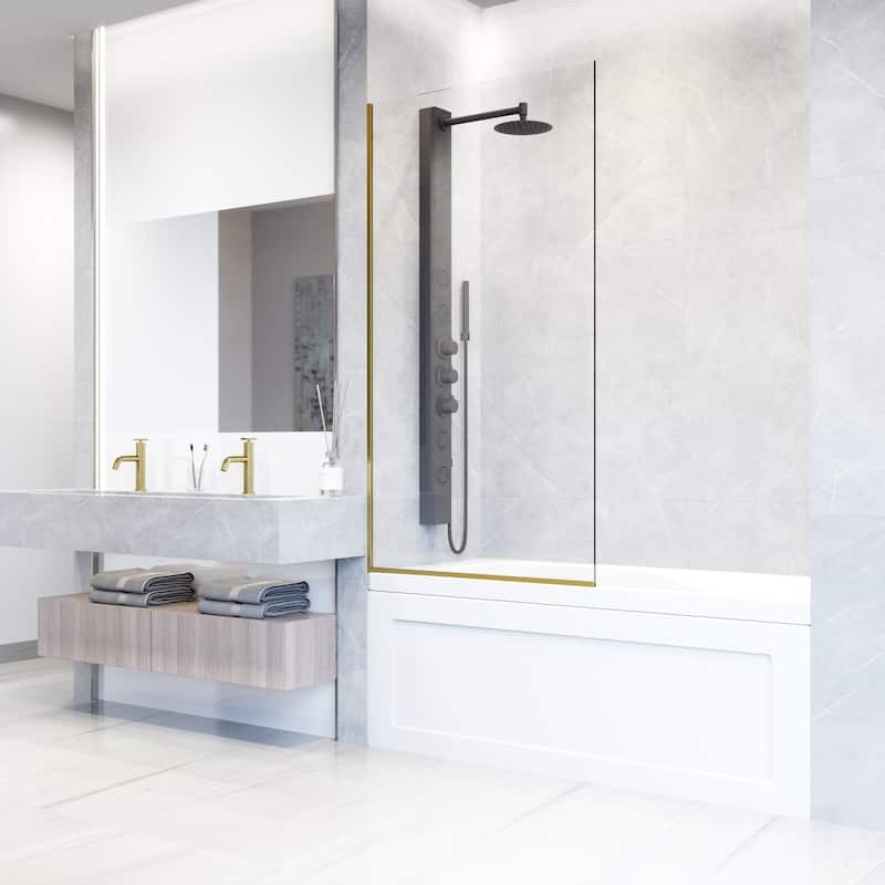 VIGO Zenith 34" W x 62" H Frameless Fixed Tub Screen Door