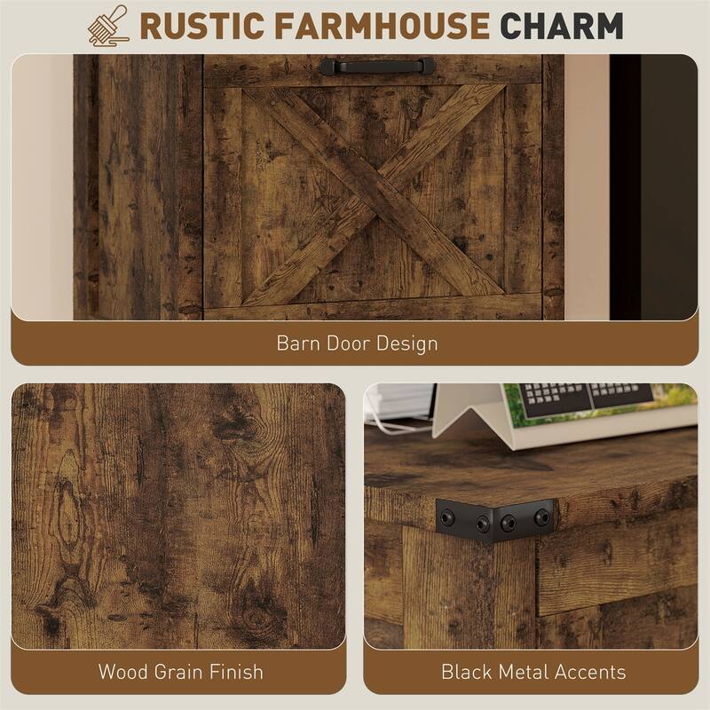 Rustic Brown File Cabinet with 2 Large Drawers and Smooth Slides Stable Design for Home or Office Storage