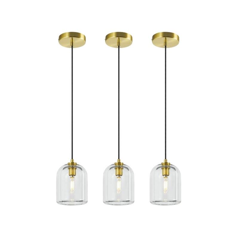 3 Pack hanging light gold bulbs light Crystal pendant light
