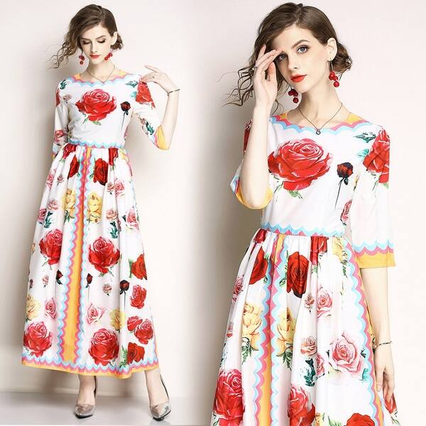 Shop 2018 Summer European And American Fashion Printing Dress
