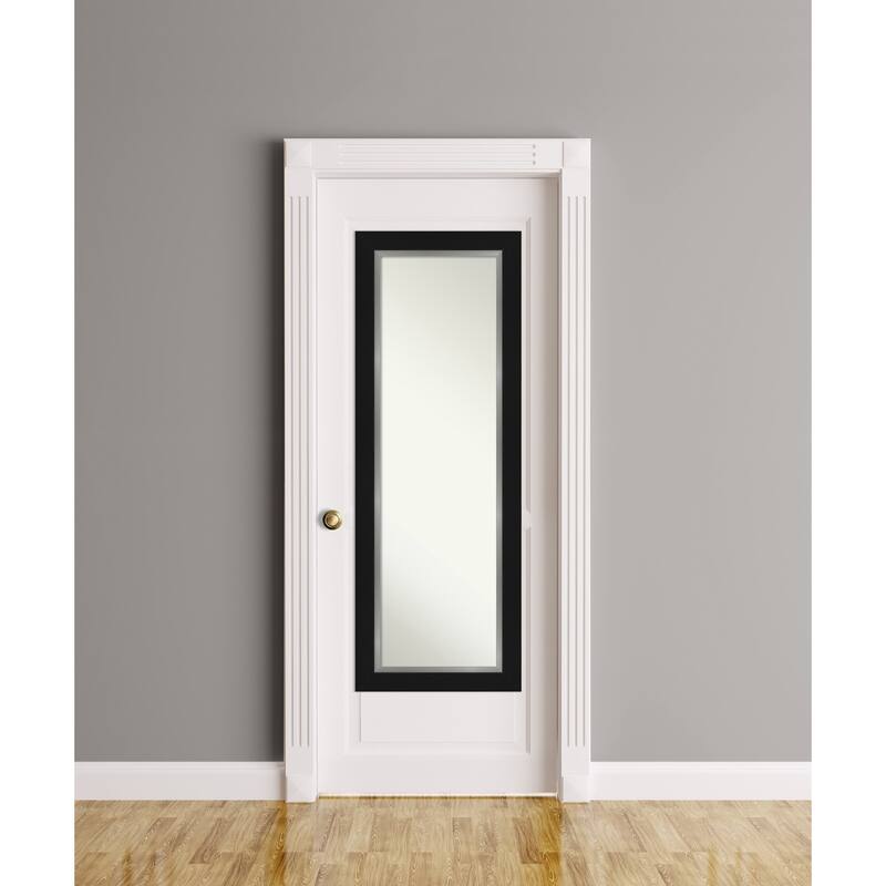 Non-Beveled Full Length On The Door Mirror - Black Frame