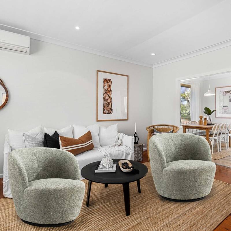 Swivel Accent Chair, Furry Round Barrel Chair