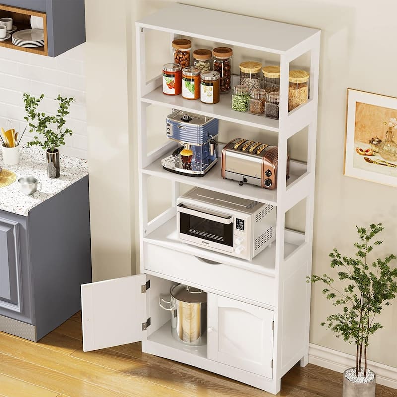 64''H Bathroom Storage Cabinet Freestanding Linen Tower Sideboard