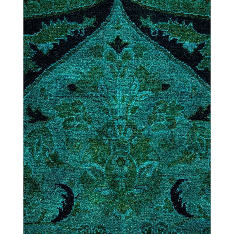 Overton Hand Knotted Wool Vintage Inspired Modern Contemporary Overdyed Blue Area Rug - 8' 3" x 10' 3"