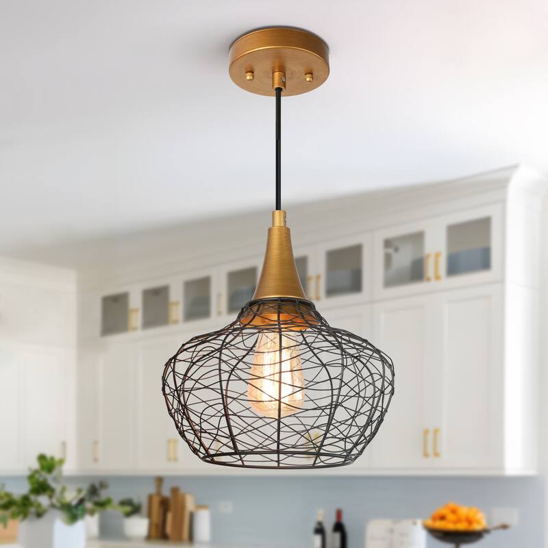 ElectricalSone Modern Crystal Glass Pendant Light Shade – Diamond Cage Wire, E27, Black/White/Gold