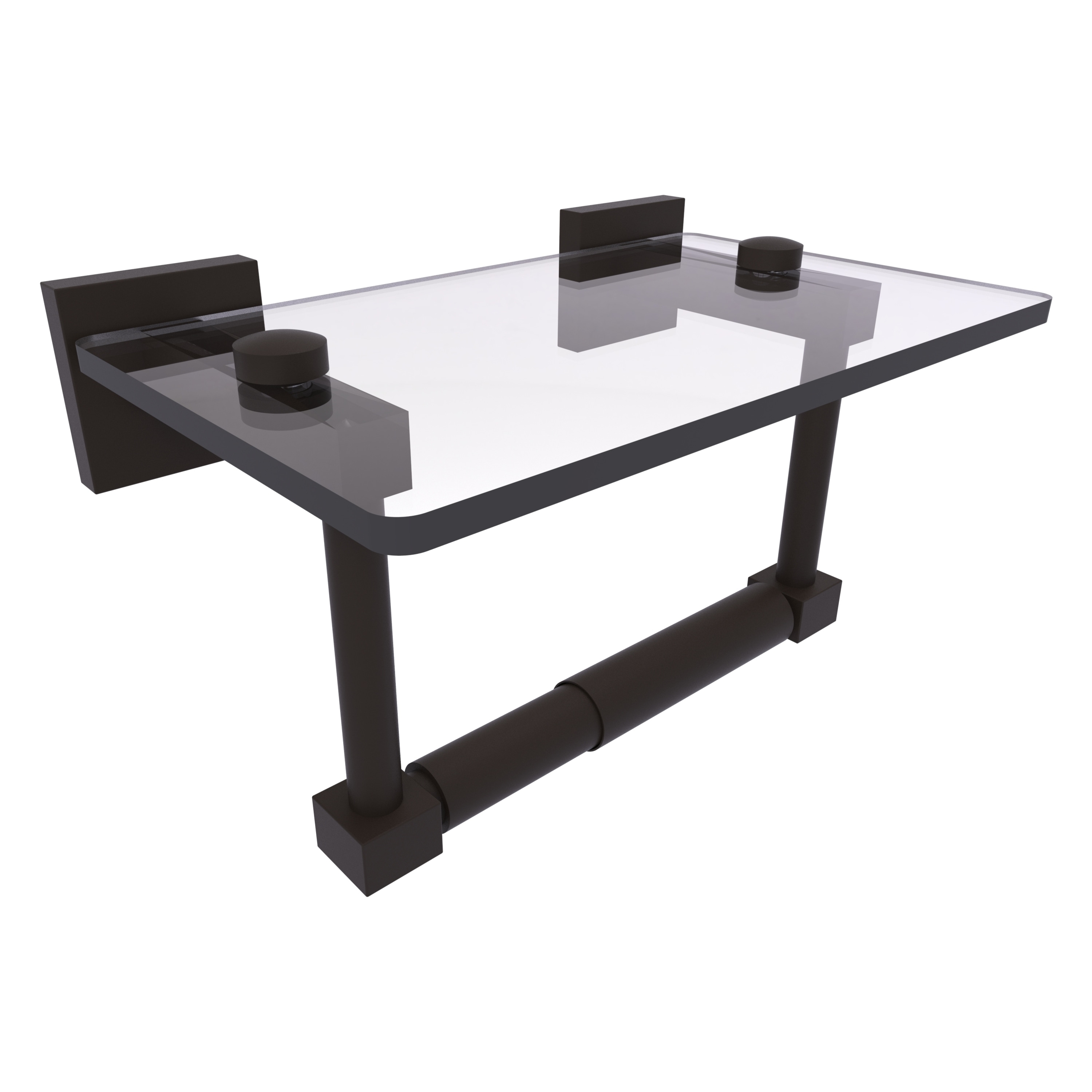 Allied Brass Montero 2 Post Toilet Paper Holder with Glass Shelf