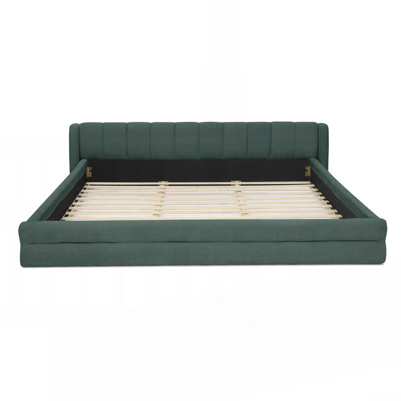 King Size Upholstered Bed Frame with Thick Fabric