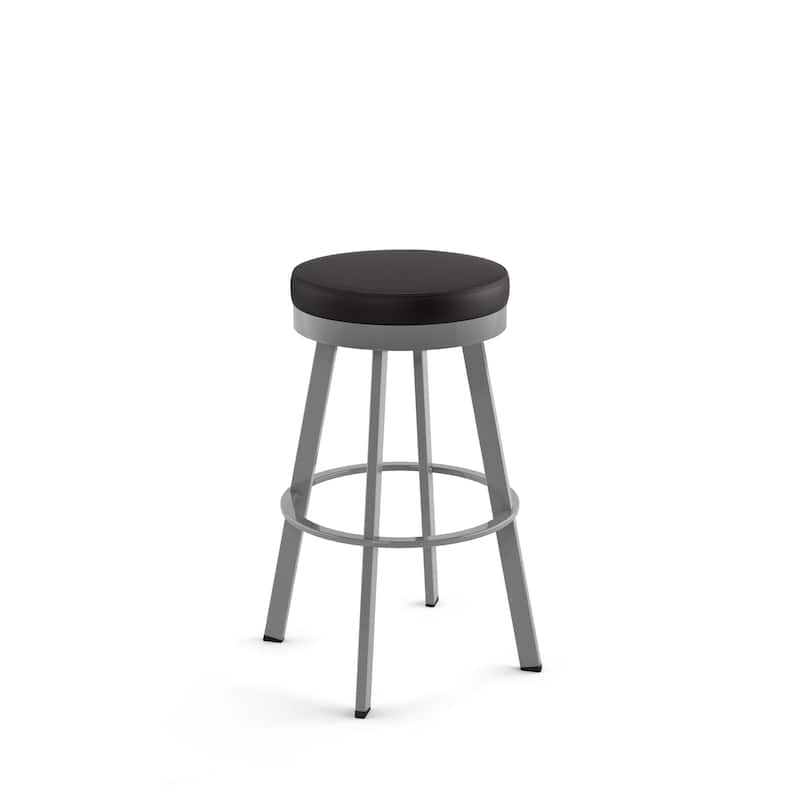 Amisco Swice Swivel Counter Stool - Black Faux Leather / Glossy Grey Metal