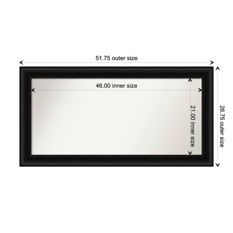 Parlor Black Framed Non-Beveled Custom Wall Mirror, Bathroom Vanity Mirror - Outer Size: 51.75 x 26.75
