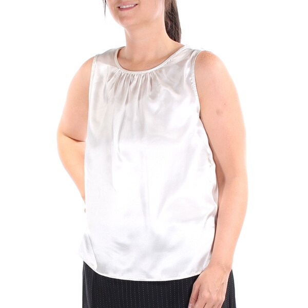 LE SUIT Womens Ivory Sleeveless Jewel Neck Top Size: 12